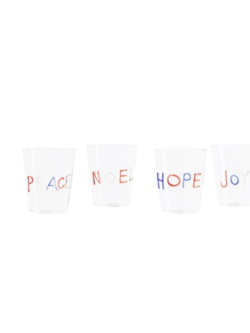 NWT JINGLES & JOY 4pk Christmas Words Double Old Fashioned Glasses